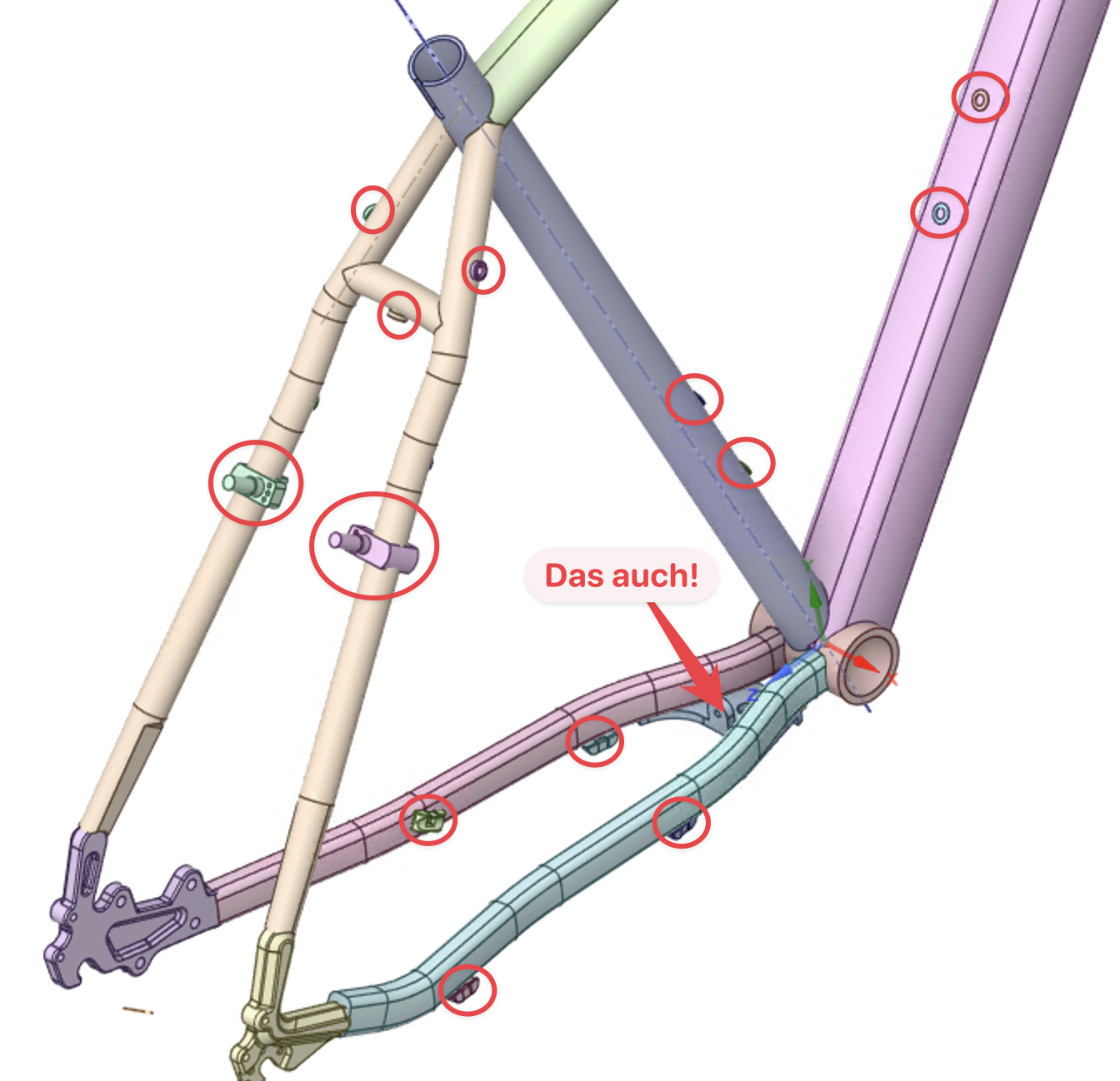 Übersicht der zu entfernenden Teile