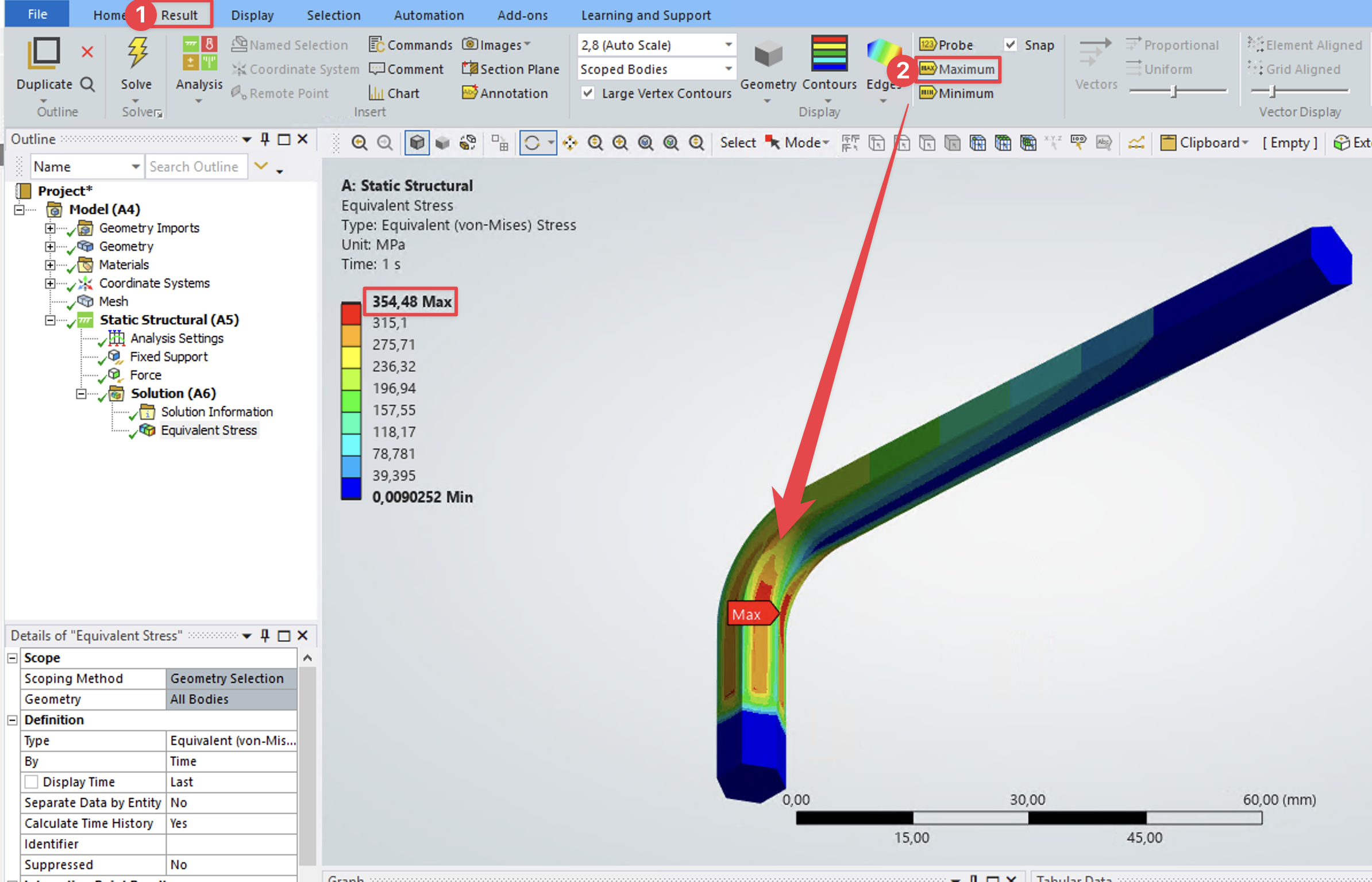 maximale Spannung darstellen